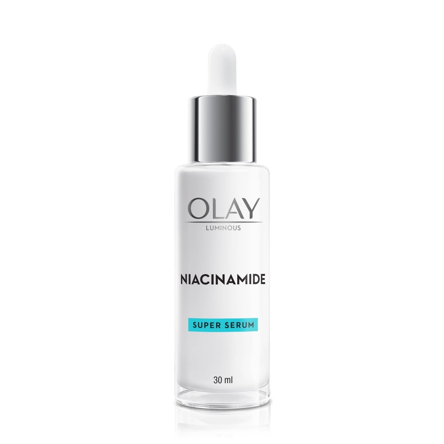 Olay Niacinamide super serum bottle on a white background