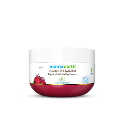 Mamaearth Beetroot Hydraful Light Moisturizing Cream with Beetroot & Hyaluronic Acid for Hydrated Pink Glow - 50 g | 24 Hrs Long-lasting Moisturization | For Face, Hand & Body | Non-Greasy & Quick Absorbing