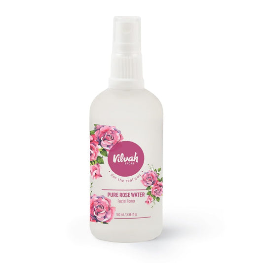 Vilvah Rose Water Facial Toner | Pure Steam Distilled Rose Water to Refine Pores & Balance Skin pH | Alcohol-Free, Hydrating & Soothing Toner for Face | Controls Excess Oil & Calms Irritated Skin | For All Skin Types | 100ml