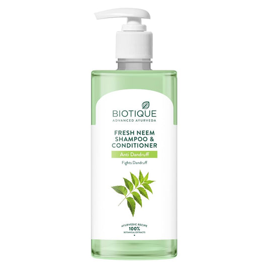 Biotique Fresh Neem Anti Dandruff Shampoo and Conditioner | Controls Dandruff | Eliminates Dryness, Flaking, and Itching | Hair Looks Fresh and Lustrous |Suitable for All Skin Types | 500ml