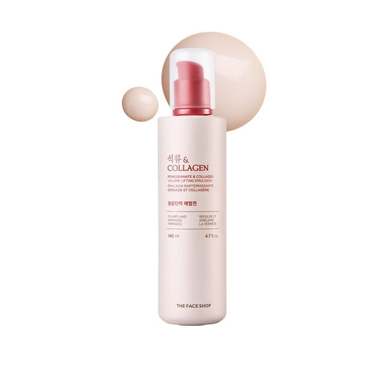 Skincare bottle with pink pump and text on a white background