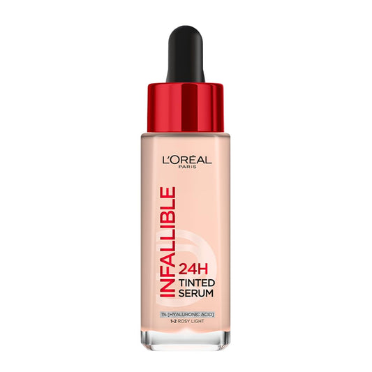 L’Oréal Paris Infallible 24H Tinted Serum Foundation, Light-weight Coverage, Dewy & Radiant Finish, Transfer-proof, 30ml