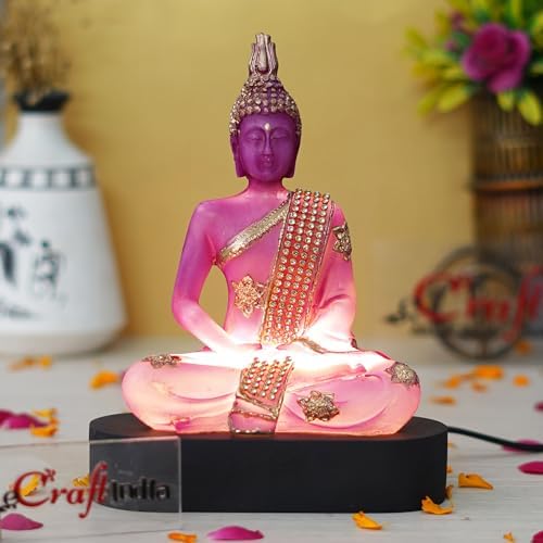 Purple and Golden Resin Handcrafted Meditating Lord Buddha Statue | Serene Home Decor for Living Rooms, Meditation Spaces, and Offices | Spiritual Gift for Diwali, Housewarming