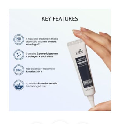 LADOR Keratin Power Glue Korean Hair Ampoule Leave-in Treatment | 2-in 1 No-rinse Hair Essence & Protein Treatment for Long Lasting Conditioning for Frizzy, Coloured, Damaged & Dry Hair - Sulphate Free