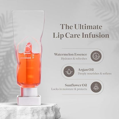 Lip Oil for Women - Hydrating Watermelon Lip Oil with Squalene, Argan & Safflower | House of Ayurveda Daily Use Lip Treatment | Non-Sticky, Nourishing & Moisturizing | Paraben-Free, Cruelty-Free | 4ml