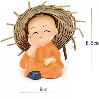 Set of 4 Baby Hat Monk Buddha Idols Showpiece for Car Dashboard Idols/Home Decorative Showpiece & Gifting Ideas Car Dashboard Accessories Size - 6.5Cm