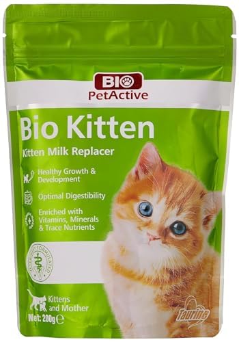 Bio PetActive Kitten Cats Food Milk Replacer Enriched with Vitamins Minerals & Trace Nutritions Helps in Healthy Growth & Development (Size-200gram)