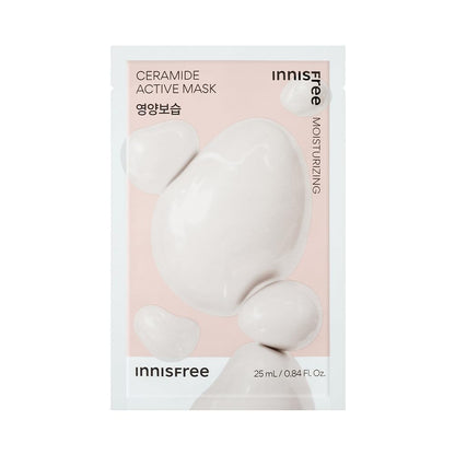 Innisfree Ceramide Active Sheet Mask 25ml | Korean Hydrating Sheet Mask with Ceramides | Intensive Moisturization & Skin Barrier Repair | Soothes Dry, Sensitive Skin for Soft & Healthy Glow