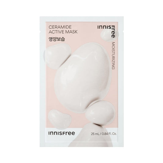 Innisfree Ceramide Active Sheet Mask 25ml | Korean Hydrating Sheet Mask with Ceramides | Intensive Moisturization & Skin Barrier Repair | Soothes Dry, Sensitive Skin for Soft & Healthy Glow