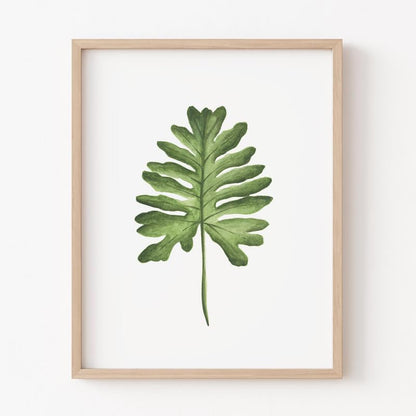 Philodendron Botanical Wall Painting| Modern Art Painting for Living Room Bed Room and Office | 11 x 14 inches (Natural Frame)