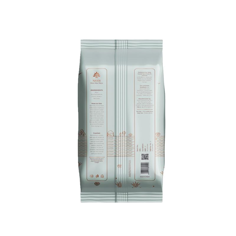 Baby Forest Neer 99.9% Water Baby Wipes | Ideal for 0 Plus Months | No Added Fragrance | Protects Baby's Skin | Dermatologically Tested | Plant-Based Formulations |72 wipes | 3x Thicker & Softer