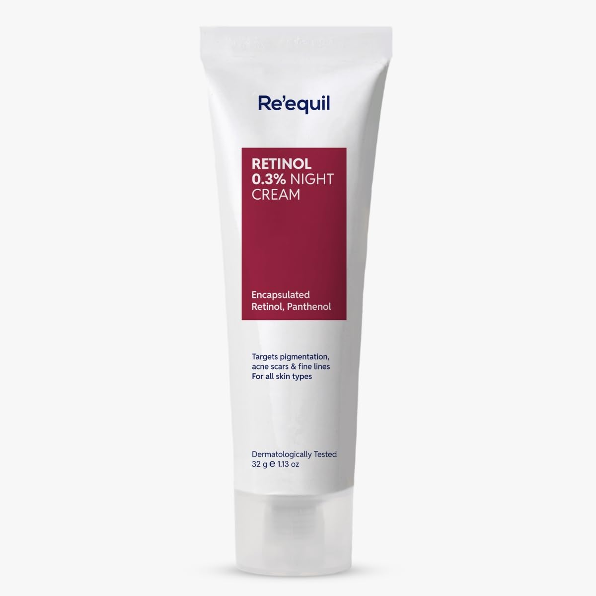 Re'equil Retinol 0.3% Night Cream tube on a white background