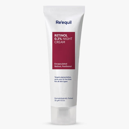 Re'equil Retinol 0.3% Night Cream tube on a white background