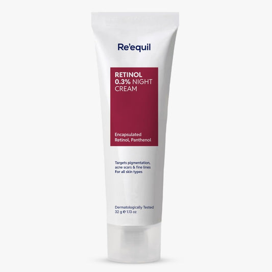 Re'equil Retinol 0.3% Night Cream tube on a white background