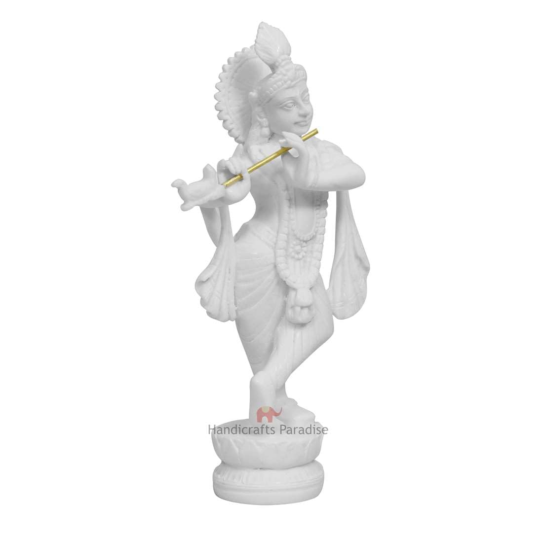 Handicrafts Paradise Resin Standing Krishna Idol (6.4 cm x 3.8 cm x 14.6 cm) (WM15053_white)
