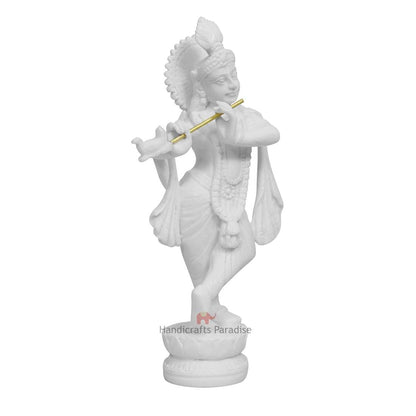Handicrafts Paradise Resin Standing Krishna Idol (6.4 cm x 3.8 cm x 14.6 cm) (WM15053_white)