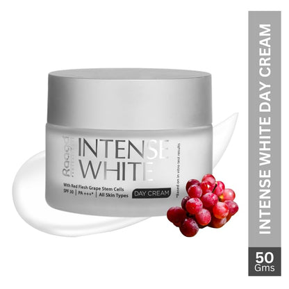 Raaga Professional Intense White Day Cream | Red Flesh Grape Stem Cells | SPF 30 PA+++ | Nourished Skin All Day | All Skin Types, Phthalate Free, Sulphate Free (50 gm)