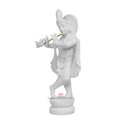 Handicrafts Paradise Resin Standing Krishna Idol (6.4 cm x 3.8 cm x 14.6 cm) (WM15053_white)