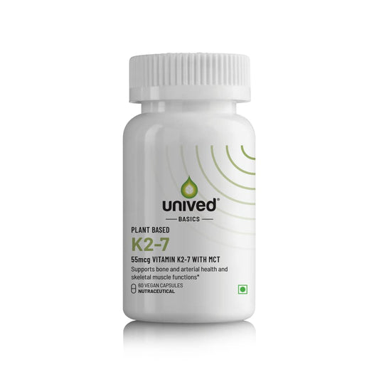 Zephivo Unived Basics K2-7 | Plant-Based K2-7 as Menaquinone-7 (MenaquinGold) | Bone, Arterial, and Skeletal Muscle Health | 60 Vegan Capsules

