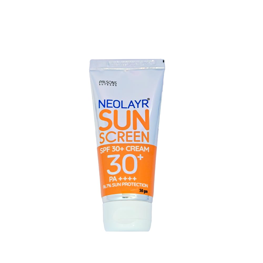 NEOLAYR Sunscreen SPF 30+ I UVA & UVB Protection I Light weight I 96.7% Sun Protection | All Skin type, 50 gm Cream