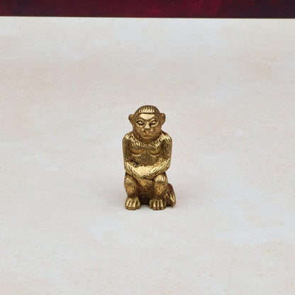 Brass Animal Monkey Statue Handcrafted Decorative Showpiece Idol for Home, Office Dcor (Size : 5cm Height | Weight : 119gm Approxe)