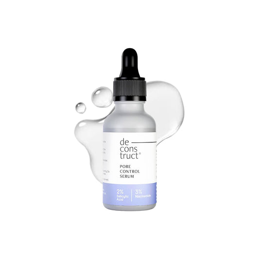 Deconstruct Pore Control Serum bottle with dropper on a white background