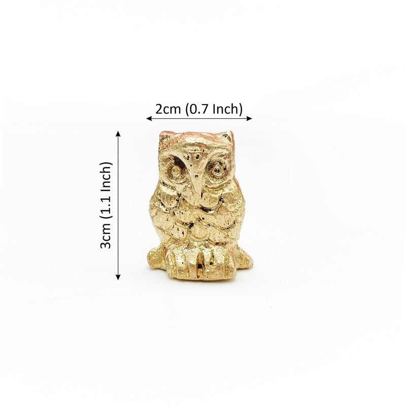 Brass Animal Owl Sculpture Statue Handcrafted Decorative Showpiece Idol for Home, Office Decor (Size : 3cm | Weight : 25gm Approxe)