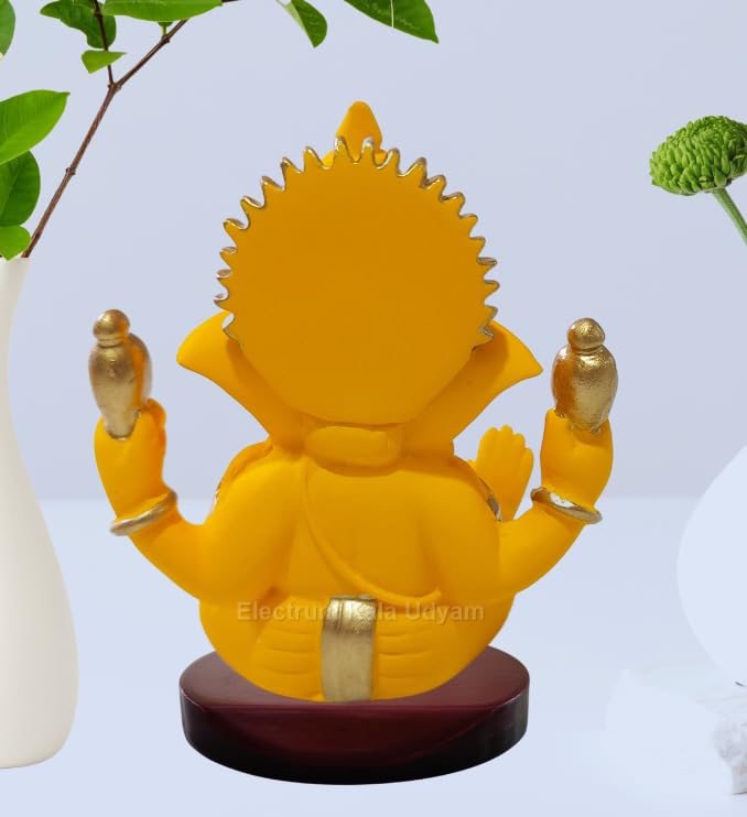 Handcrafted Poly Resin Ganesha Statue with Base - Perfect for Car Dashboard, Office Desk, Shelves, and Home Decor - Ideal Housewarming Gift! (4HANDMANGOTERRACOTTAMDF)