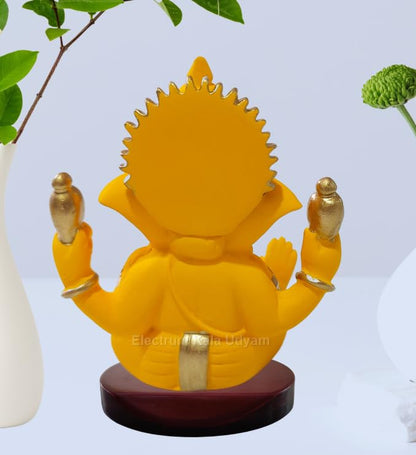 Handcrafted Poly Resin Ganesha Statue with Base - Perfect for Car Dashboard, Office Desk, Shelves, and Home Decor - Ideal Housewarming Gift! (4HANDMANGOTERRACOTTAMDF)