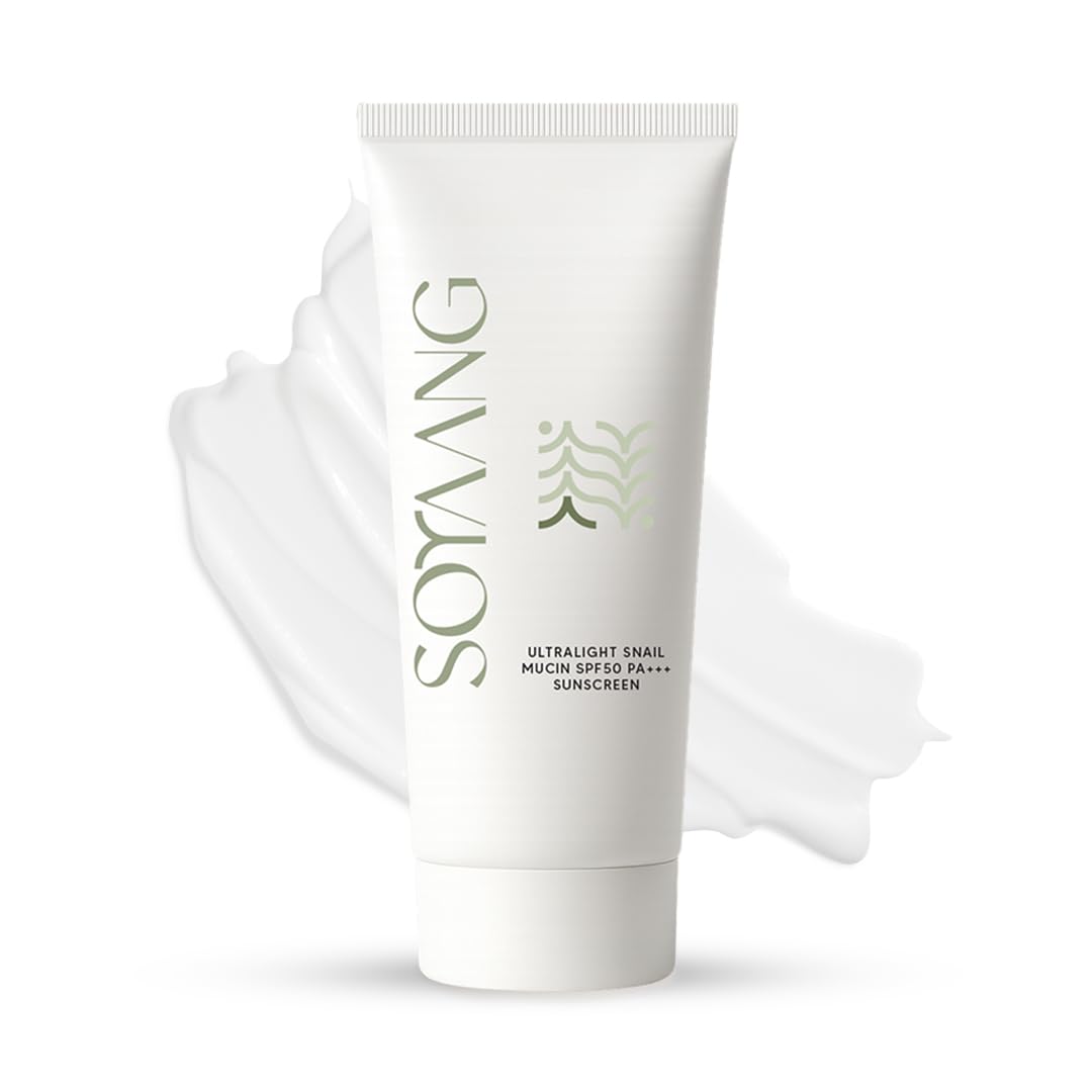 Soyaang Ultralight Snail Mucin SPF50 PA+++ Sunscreen with Ceramides, Zinc Oxide & Green Tea | Repairs While Protecting | Lightweight, No White Cast Sunscreen for All Skin Types | 50g