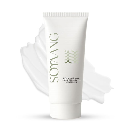 Soyaang Ultralight Snail Mucin SPF50 PA+++ Sunscreen with Ceramides, Zinc Oxide & Green Tea | Repairs While Protecting | Lightweight, No White Cast Sunscreen for All Skin Types | 50g