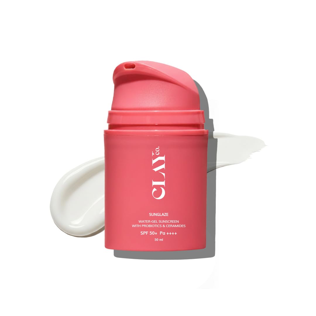 Clayco Sunglaze Sunscreen SPF 50 PA++++ | Probiotic & Ceramide Infused Sun Screen | Lightweight, Non-Greasy | UVA, UVB & Blue Light Protection | Hydrating, Brightening