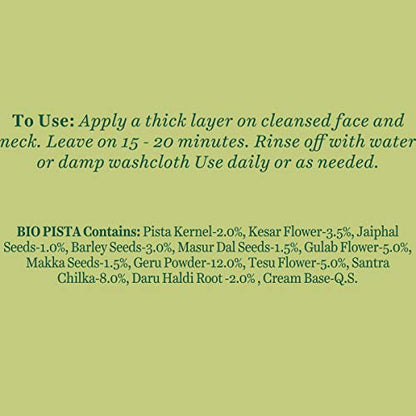 Text instructions and ingredients list on a green background