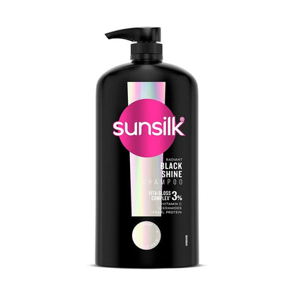 Sunsilk black shampoo bottle on a white background