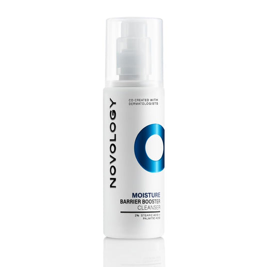 Novology moisture barrier booster cleanser bottle on a white background