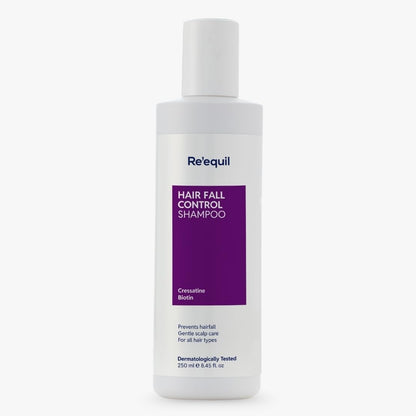 Re'equil Hair Fall Control Shampoo bottle on a white background