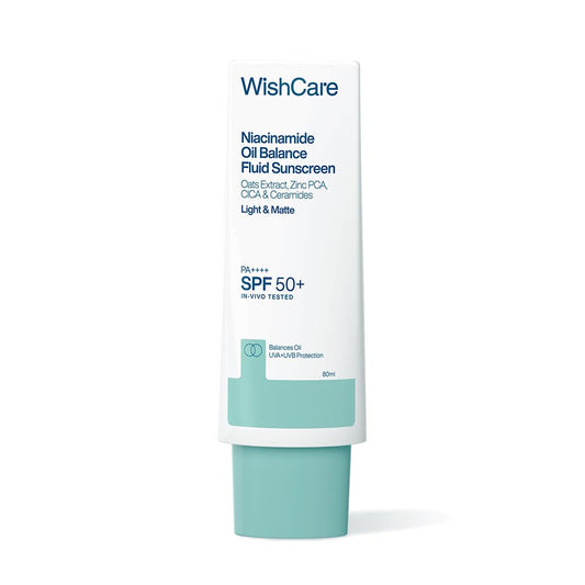 WishCare Niacinamide Oil Balance Fluid Sunscreen SPF 50 PA++++, 80ml | In-Vivo Tested, Lightweight & No White Cast, Photostable Sunscreen For Oily Skin with 8Hrs+ SPF Protection, For Women & Men
