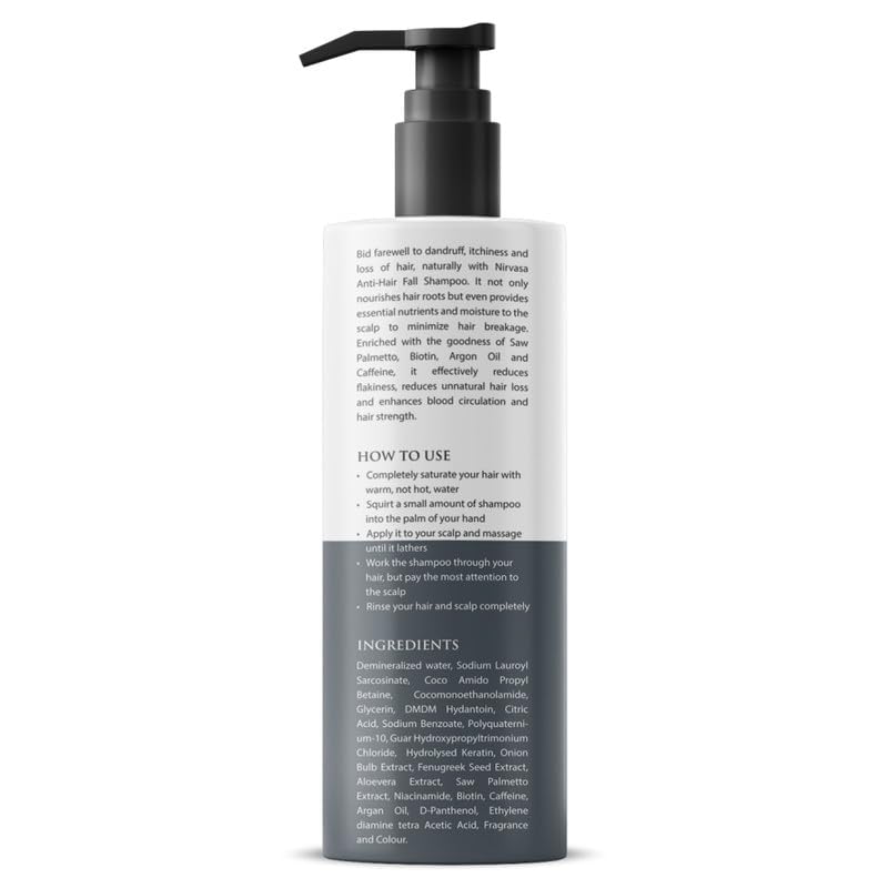 Nirvasa Anti-Hair Fall Shampoo (200ml) | Sulfate-Free with Saw Palmetto & Biotin | Blocks DHT, Reduces Hair Fall & Breakage | Strengthens, Promotes Healthy & Strong Hair for Men & Women
