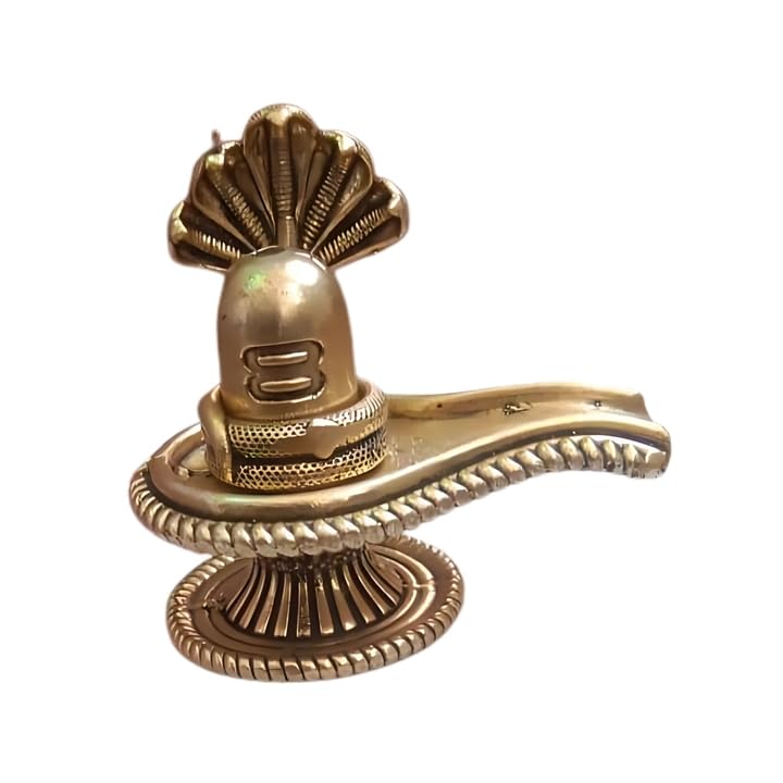 Brass Shivling Statue with Snake |