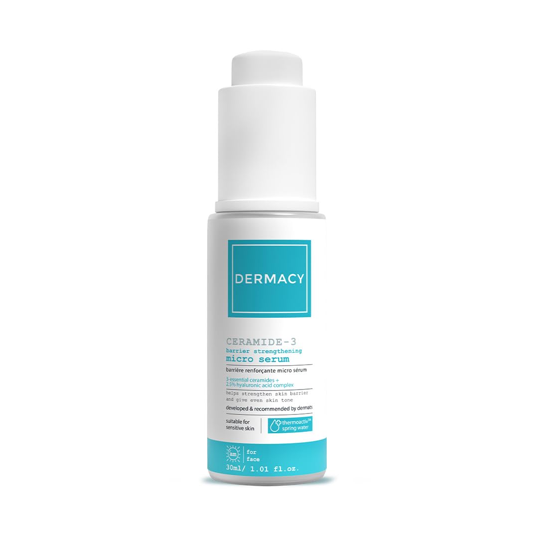 Dermacy Ceramide - 3 Barrier - Strengthening Micro Face Serum | 3 - Essential Ceramides + 2.5% Hyaluronic Acid Complex + ThermoActiv Spring Water | 30ml