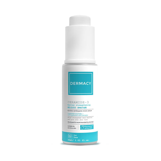 Dermacy Ceramide - 3 Barrier - Strengthening Micro Face Serum | 3 - Essential Ceramides + 2.5% Hyaluronic Acid Complex + ThermoActiv Spring Water | 30ml
