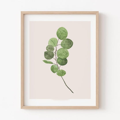 Eucalyptus Leaf Botanical Wall Painting| Modern Art Painting For Living Room Bed Room And Office | 11 X 14 Inches (Natural Frame)