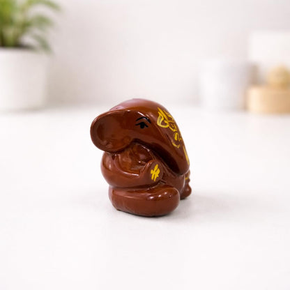 Resin Lord Ganesha Idol for Car Dashboard 5x5cm (Brown)