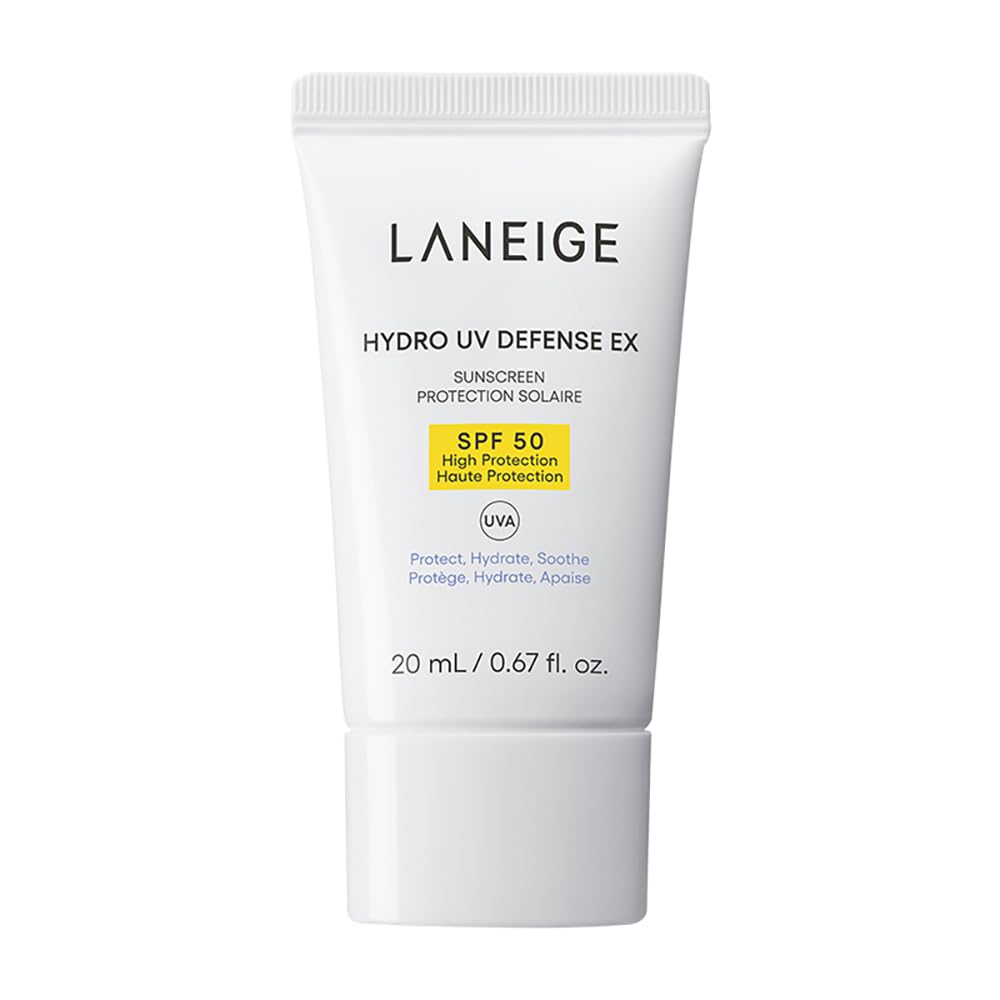 Laneige Hydro UV Defense EX sunscreen tube on a white background