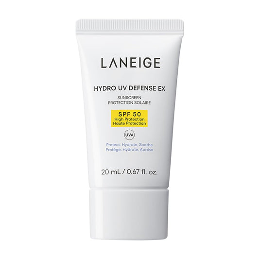 Laneige Hydro UV Defense EX sunscreen tube on a white background
