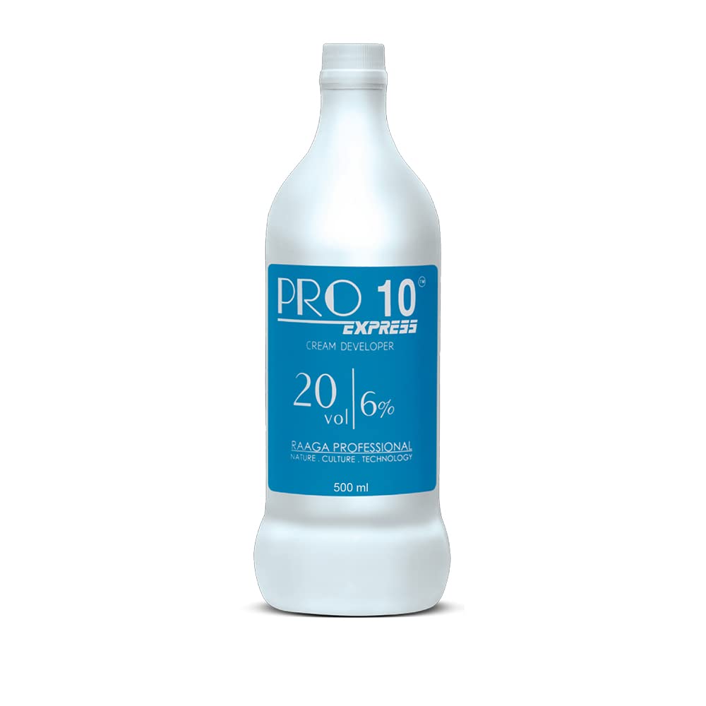 Raaga Professional Pro 10 Express Cream Developer | 20 Vol 6% (500 ml) - Enhance Your Hair Color with Long-Lasting Results | Unlock Vibrant Color Brilliance