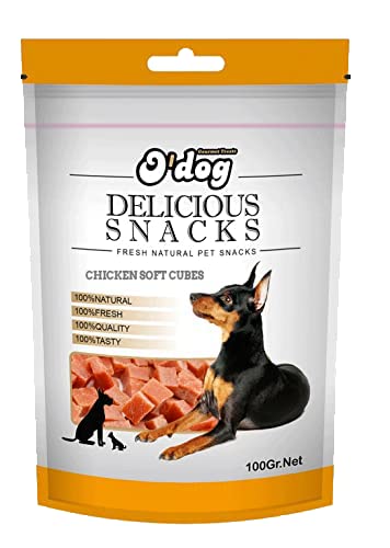PETS EMPIRE O'Dog Chicken Soft Cubes, Healthy Dog Treats, Chewy Dogs Bites for Training and Feeding, Made with Real Chicken, Non-Vegetarian Pup Snacks for Dogs, Puppies - 100g