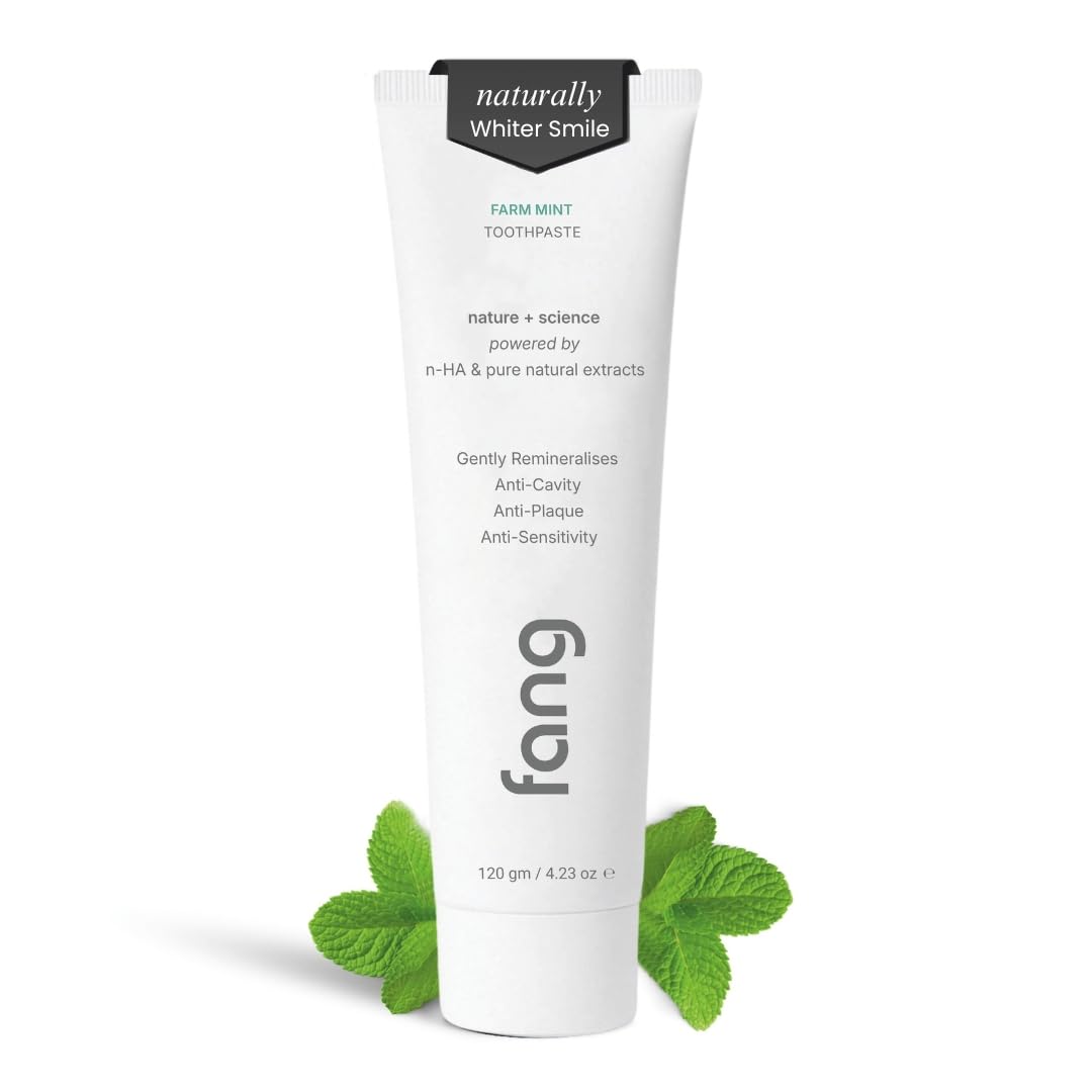 Fang Farm Mint Natural Toothpaste|Fluoride Free Hydroxyapatite|Teeth Whitening|Heals Sensitive Teeth|Fights Cavities,Gum Diseases & Bad Breath|SLS & Chemical Free|Organic, Vegan|120 grams