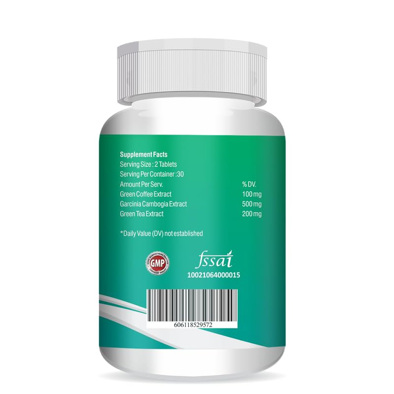 Supplement bottle with green label and white cap on a white background
