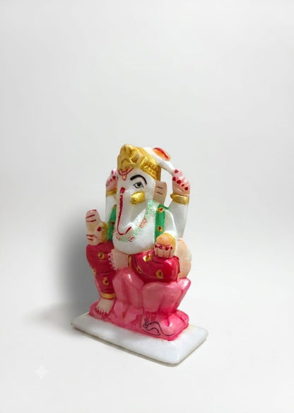 Handmade Marble Ganesha Statue, Stone sculpure, Stone Idol, Decor.